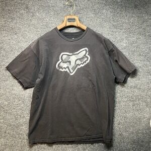 Fox Racing Y2K Graphic T Shirt Faded Black Size XL